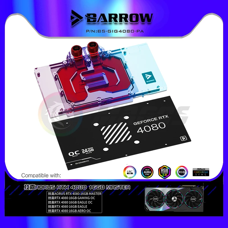 Rtx 4080 Water Cooling Block - BARROW GPU Bloco de água para